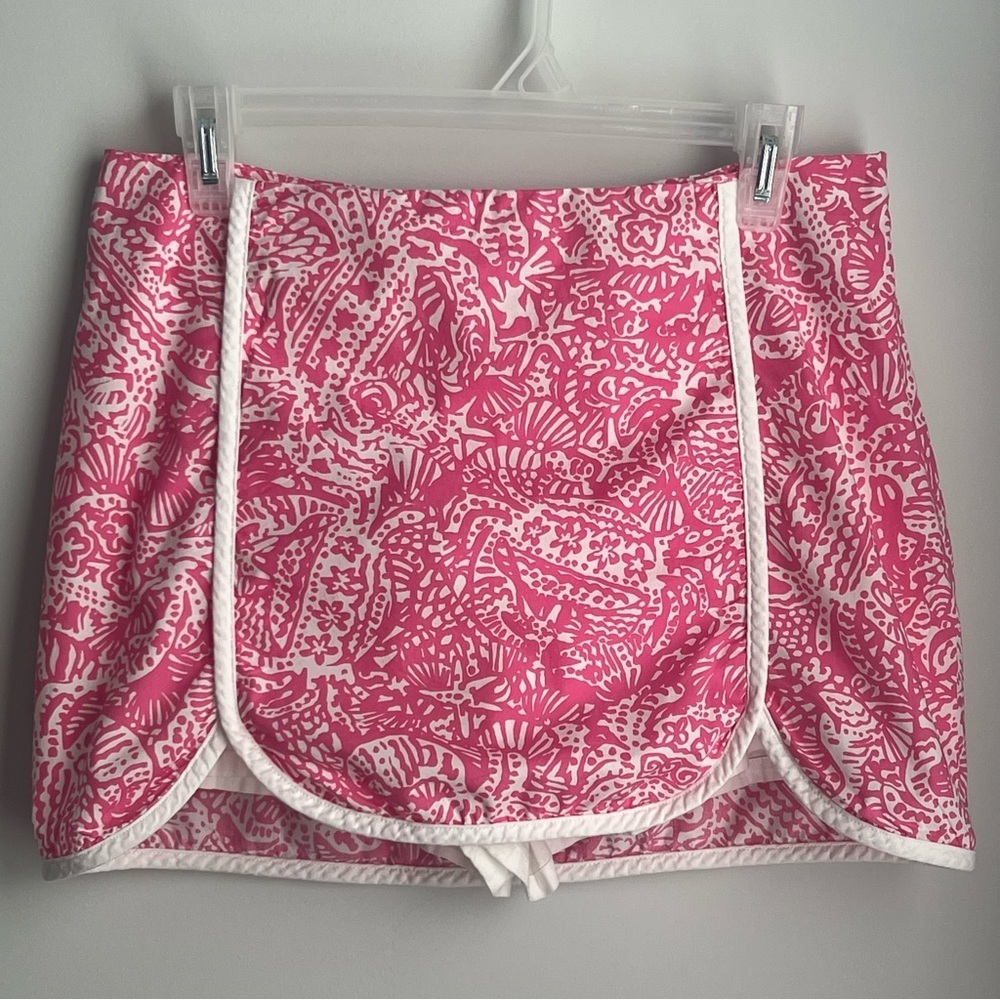 Lilly Pulitzer Cala Skort Hotty Pink White Get Crackin size 6 EUC - Picture 1 of 6
